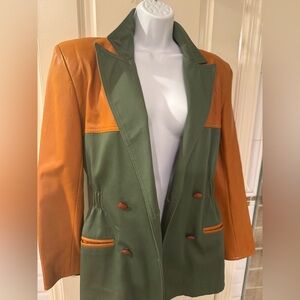 Green and Tan Women's Blazer